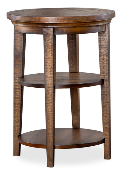 Hanson 18” Round Traditional Pine End Table - Toasted Nutmeg | Table de bout ronde traditionnelle Hanson de 18 po en pin - muscade grillée