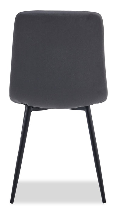 Chaise de salle à manger Arlo en métal avec siège et dossier coussinés capitonnés en tissu - anthracite