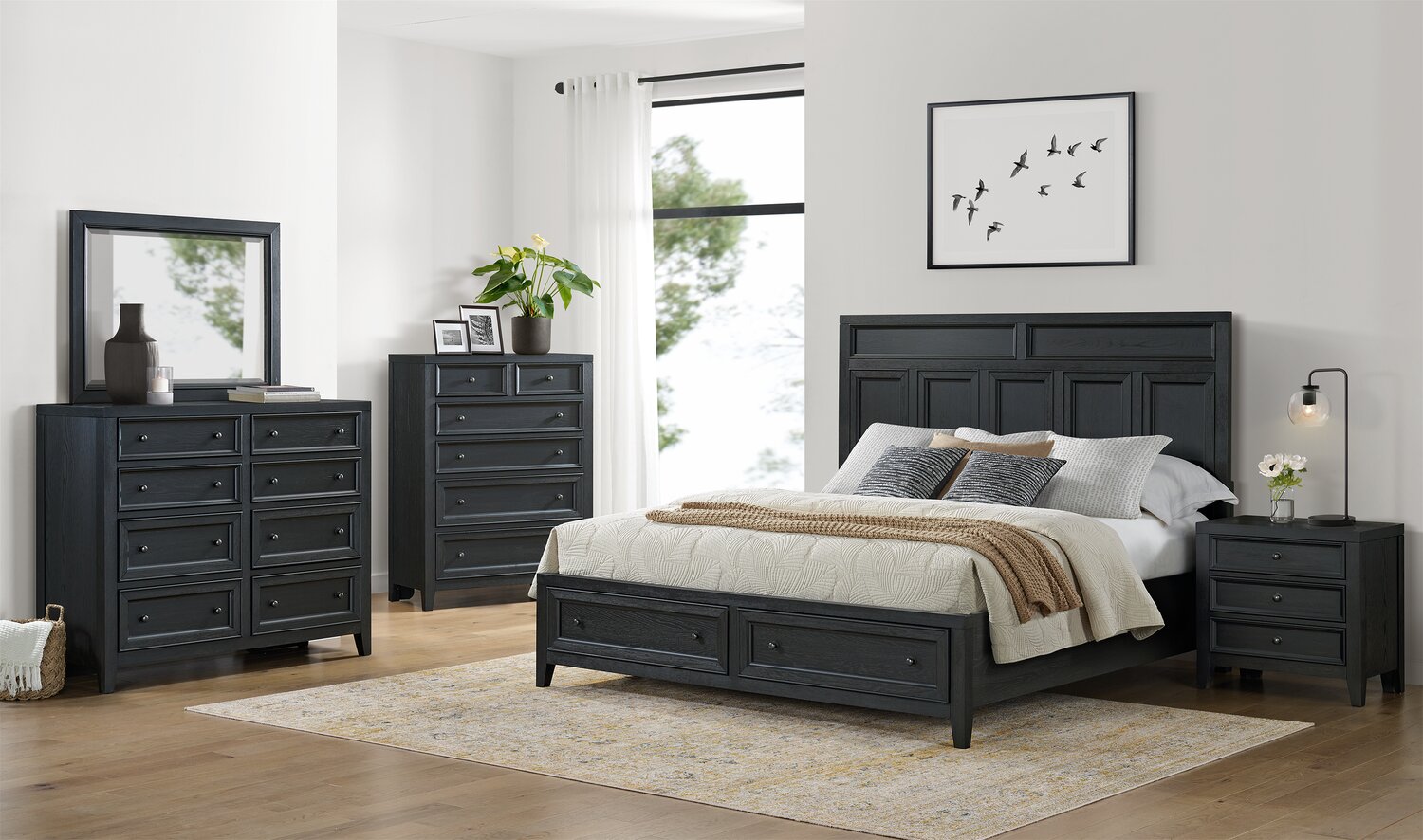 Chambre à coucher complète - Ensemble B Matam, avec lit double 160x200, sommier à lattes inclus, Couleur : Chêne, 2 tables de nuit, armoire, commode, miroir Chambre à coucher complète - Ensemble B Matam, avec lit double 160x200, sommier à lattes inclus, Couleur : Chêne, 2 tables de nuit, armoire, commode, miroir