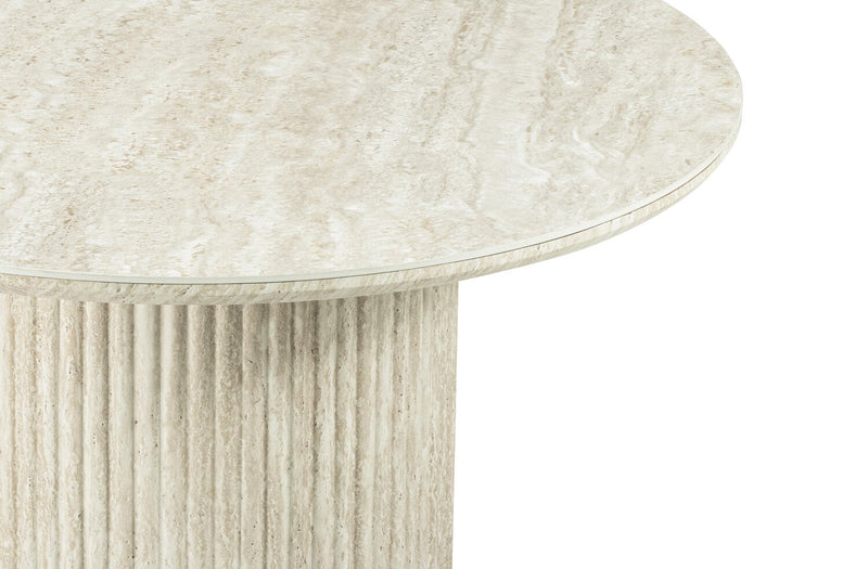 Table à café ronde Sullivan de 35,43 po avec dessus en pierre frittée - travertin beige