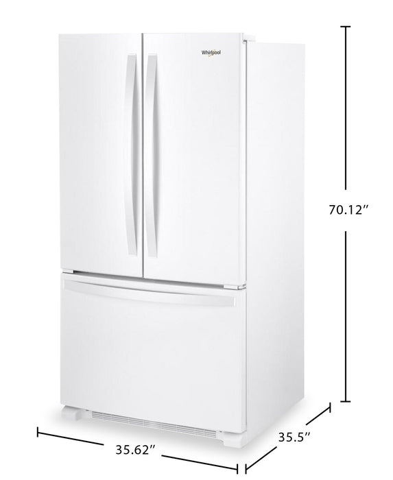 Réfrigérateur Whirlpool de 36 po et de 25,2 pi³ à portes françaises - blanc - WRFF3036RW