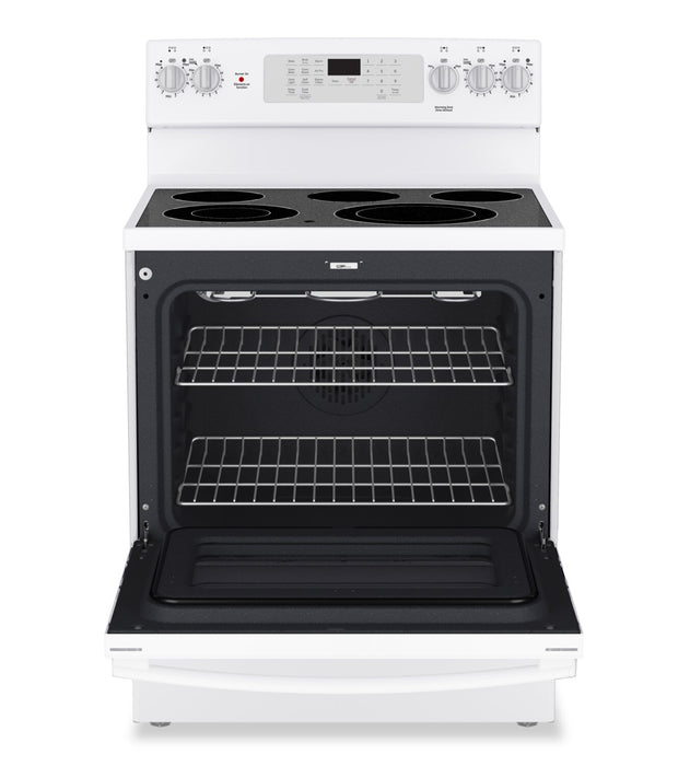 Cuisinière électrique amovible GE de 5 pi3 à convection avec friture à air sans préchauffage - blanche - JCB840DVWW
