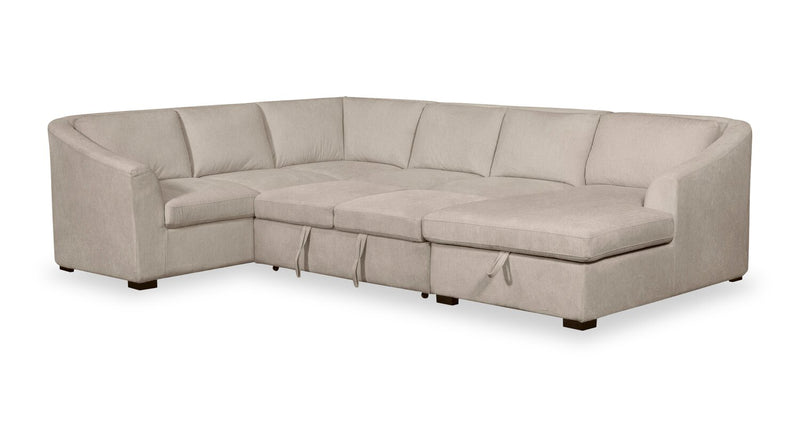 Sofa-lit sectionnel de droite Envy 3 pièces en tissu de chenille avec fauteuil long de rangement - beige amande