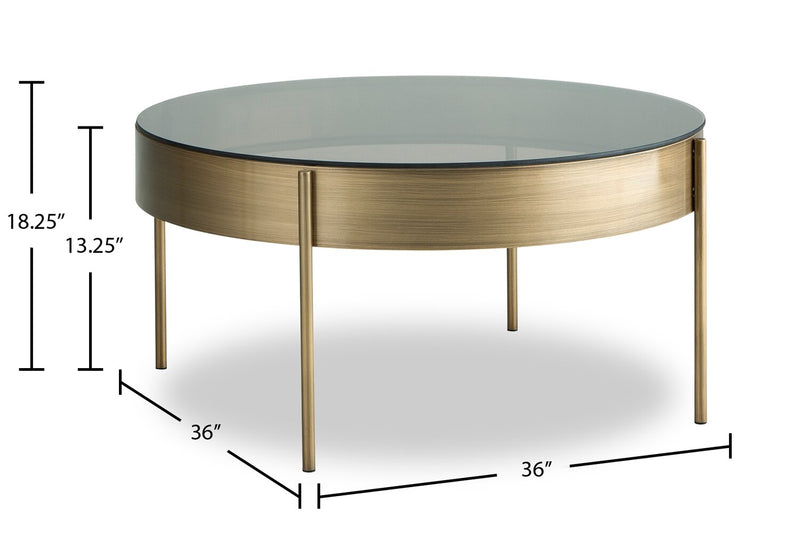 Ensemble de 3 tables modernes Sylvia de 336 po, table à café et 2 tables de bout - laiton brossé