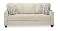  Sofa Lennox de 83 po fabriqué au Canada en tissu de chenille avec coussins réversibles et coussins décoratifs - taupe