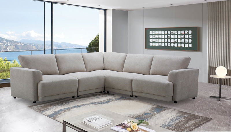 Sofa sectionnel modulaire Voyage 5 pièces en tissu avec coussins de dossier amovibles - taupe
