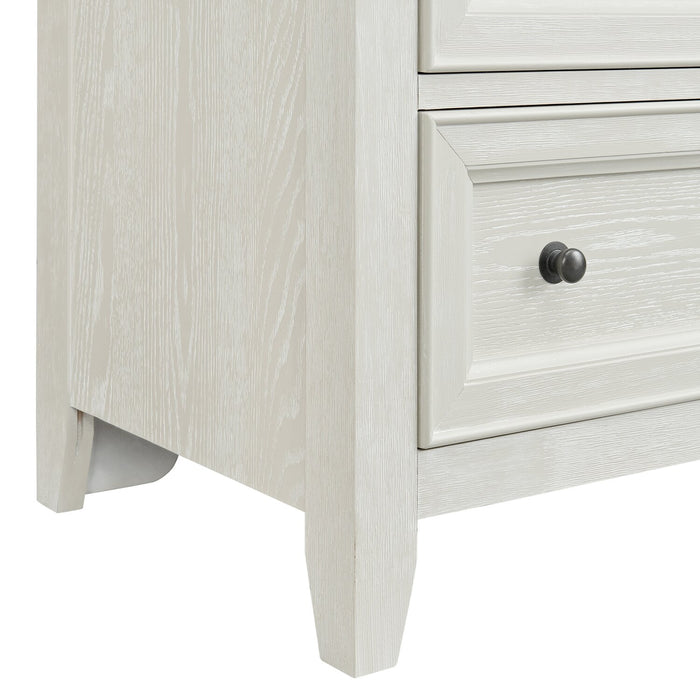 Table de nuit Casa de 27 po (l) x 26,5 po (H) en bois à 3 tiroirs avec port USB - blanche