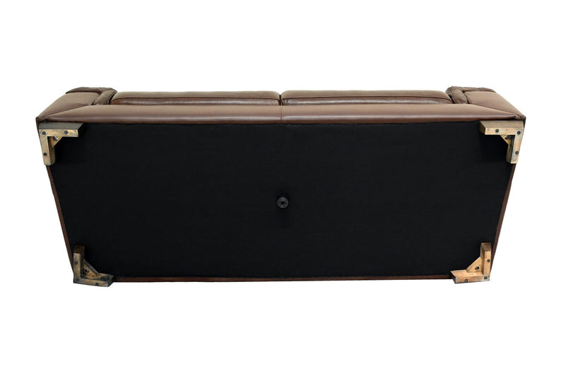Sofa Classico de 90 po en cuir véritable avec pattes en bois - tabac
