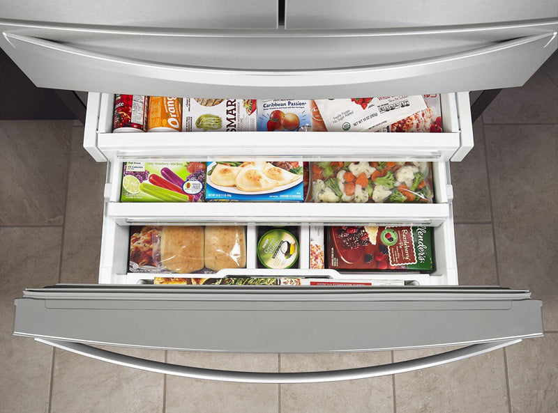 Réfrigérateur Whirlpool de 26 pi³ et de 36 po à portes françaises - acier inoxydable résistant aux traces de doigts - WRMF7736PZ
