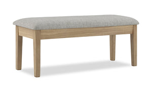 Banc de salle à manger Cove de 46 po (L) avec siège rembourré en tissu et rangement à dessus relevable - naturel et gris