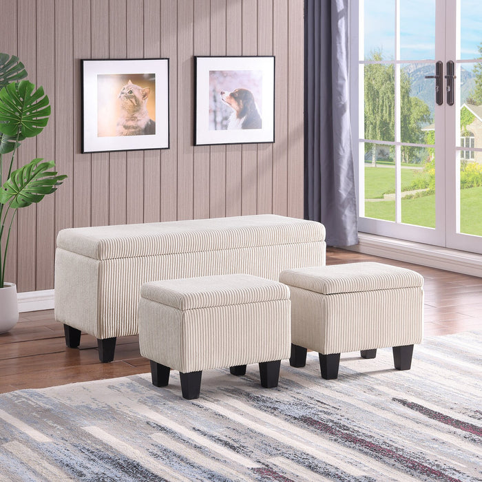 Ensemble de 3 poufs de rangement Marlow de 19.5 po - beige