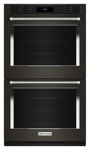 Four mural double électrique KitchenAid de 10 pi³ et de 30 po avec convection véritable - acier inoxydable noir avec fini PrintShieldMC - KOED530PBS