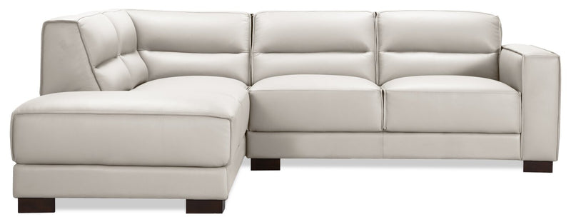 Sofa sectionnel de gauche Citadel 2 pièces en cuir véritable de qualité supérieure avec pattes en bois - blanc givré