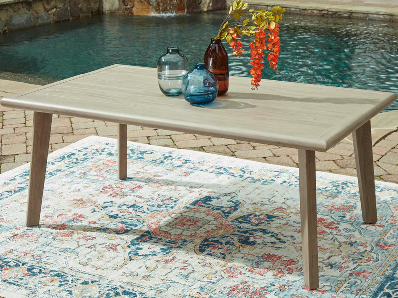 Table de coin-repas Muskoka de hauteur régulière pour la terrasse à l’extérieur - osier en résine, aluminium - beige
