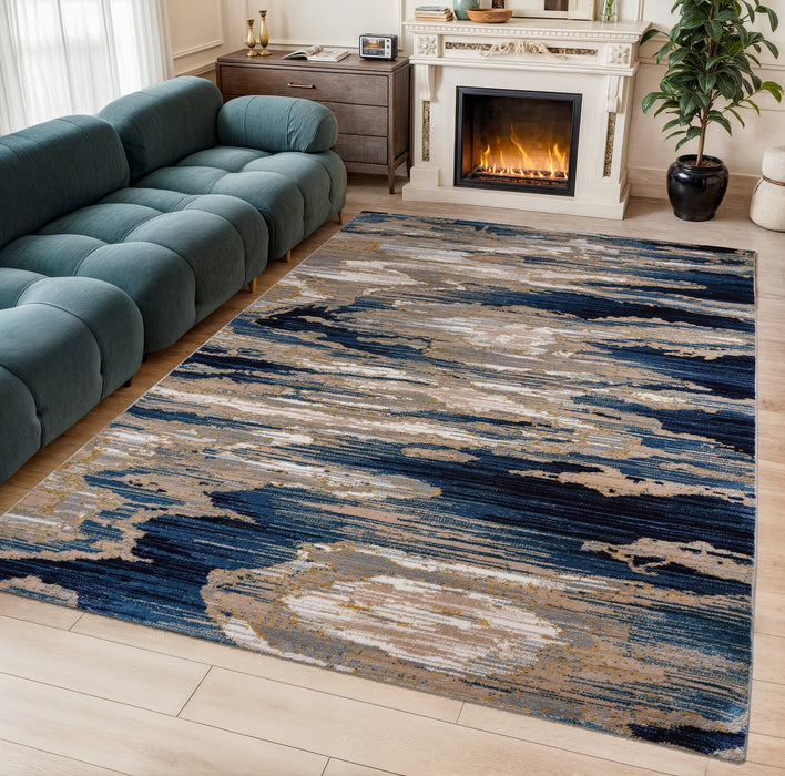 Carpette contemporaine Samantha multicolore - 6 pi 7 po x 9 pi 6 po 