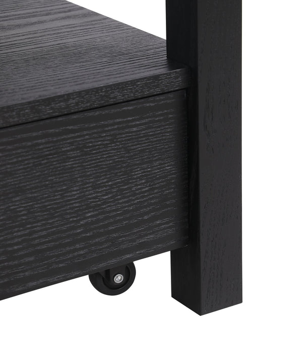 Table à café Dalton de 47.5 po avec dessus en verre et tiroir - noire 