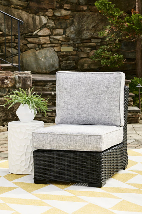 Fauteuil sans accoudoirs Jasper pour la terrasse à l’extérieur - osier en résine, tissu Nuvella