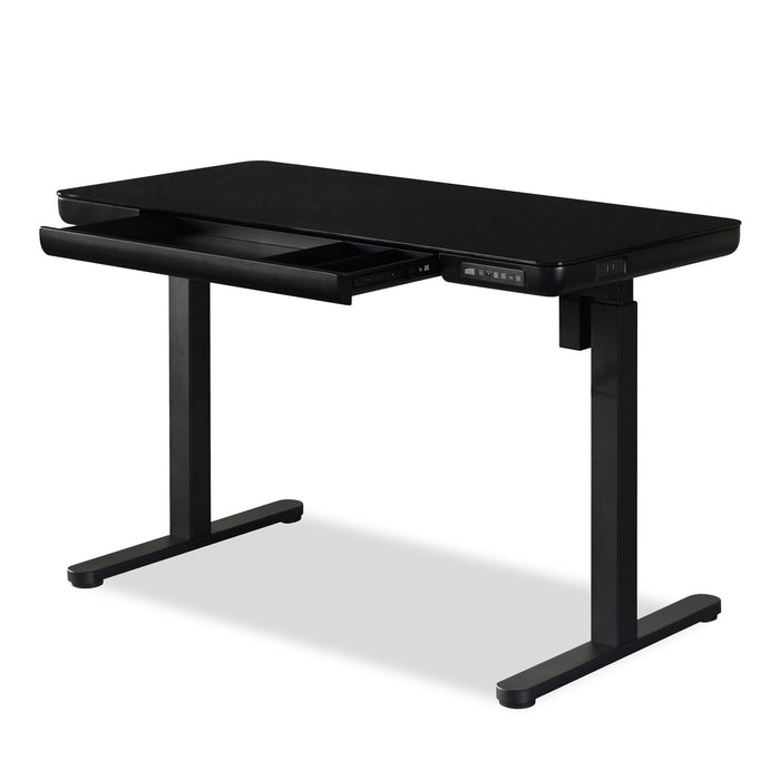 Bureau Metro de 47,24 po à hauteur réglable avec rangement et ports USB - noir