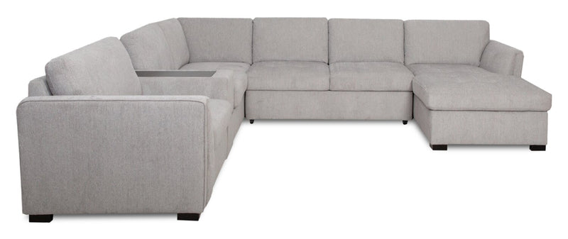 Sofa sectionnel de droite Vault 6 pièces avec causeuse-lit, 2 fauteuils de rangement et fauteuil long de rangement - gris