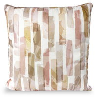  Coussin décoratif rayé pour l’intérieur et l’extérieur - rose et taupe