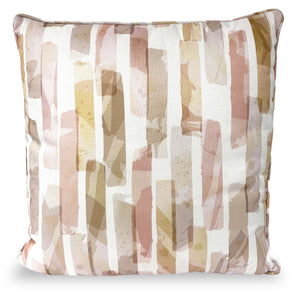 Coussin décoratif rayé pour l’intérieur et l’extérieur - rose et taupe