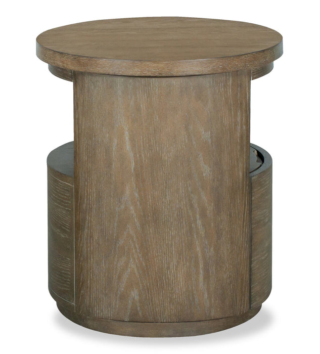 Table de bout moderne ronde Eldon de 22 po en bois massif avec rangement - marsouin