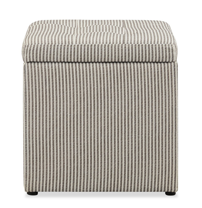 Pouf de rangement carré Yukon de 17 po en tissu - rayé gris