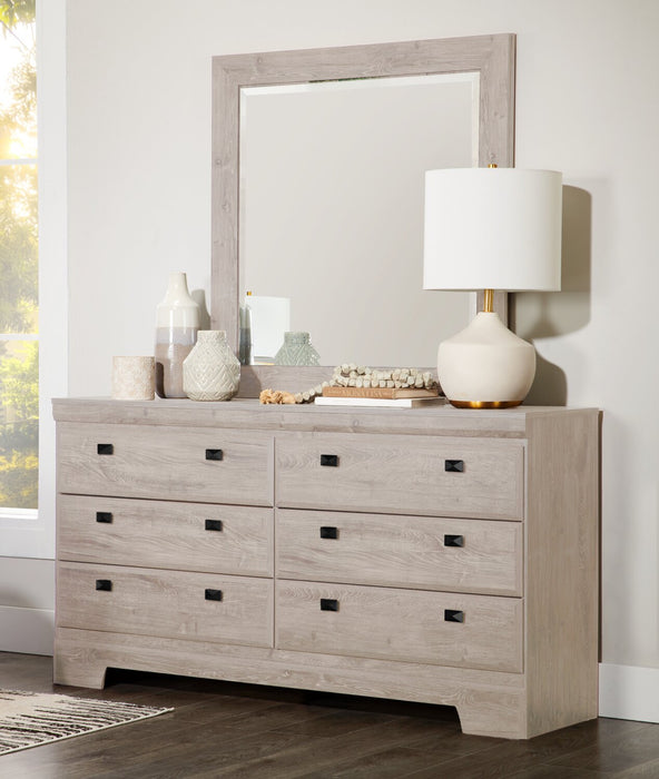 Ensemble de chambre à coucher Yorkdale 5 pièces avec lit de rangement à 6 tiroirs, commode et miroir, blanc - format grand lit