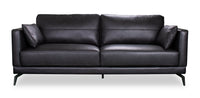  Sofa Melrose de 84,5 po en cuir véritable de qualité supérieure avec pattes en métal - noir