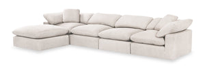 Sofa sectionnel modulaire Eclipse 5 pièces en tissu d'apparence lin avec pouf - lin