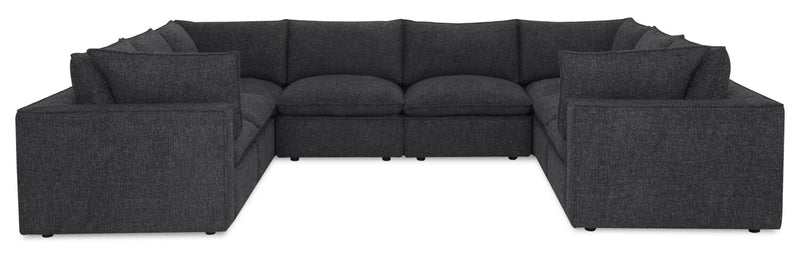 Sofa sectionnel modulaire Fusion 8 pièces en tissu de chenille gris anthracite avec coussins de dossier amovibles en duvet et plumes