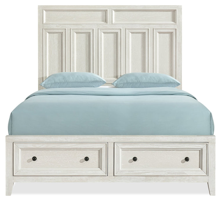 Ensemble de chambre à coucher Casa 5 pièces en bois avec lit, commode et miroir, blanc - format grand lit
