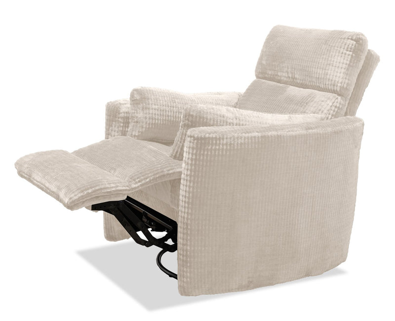 Fauteuil pivotant coulissant à inclinaison électrique Remi de 38 po en tissu avec ports USB - taupe