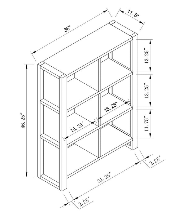 Bibliothèque Oscar Owen de 36 po à 6 cubes - grise