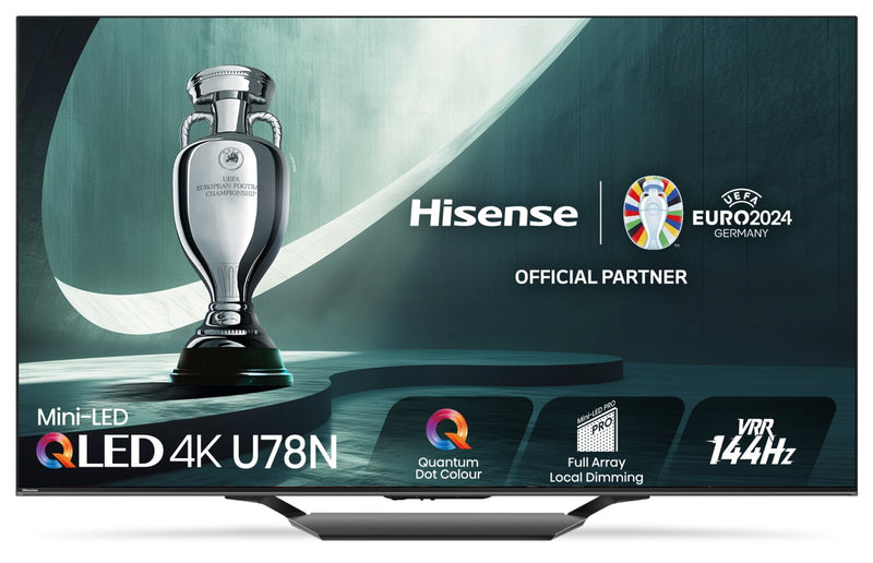 Téléviseur intelligent QLED à mini DEL de Hisense UHD 4K de 65 po à 144 Hz avec HDR10+, Dolby VisionMC et Google TVMC (65U78N)