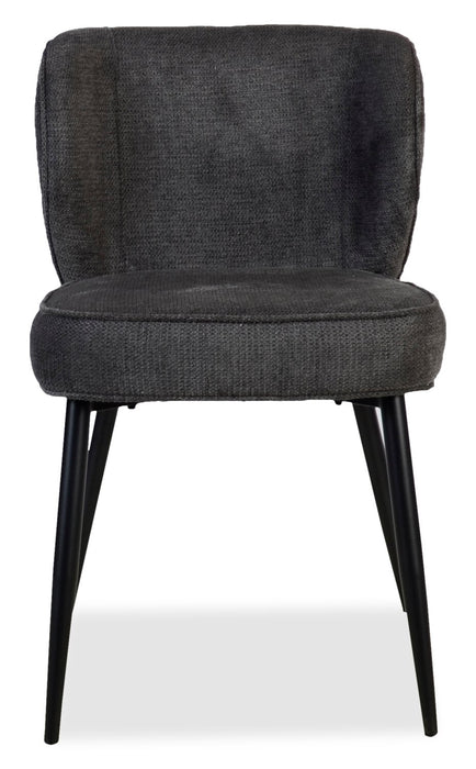 Chaise de salle à manger Sara à oreilles en tissu de polyester et en métal - grise
