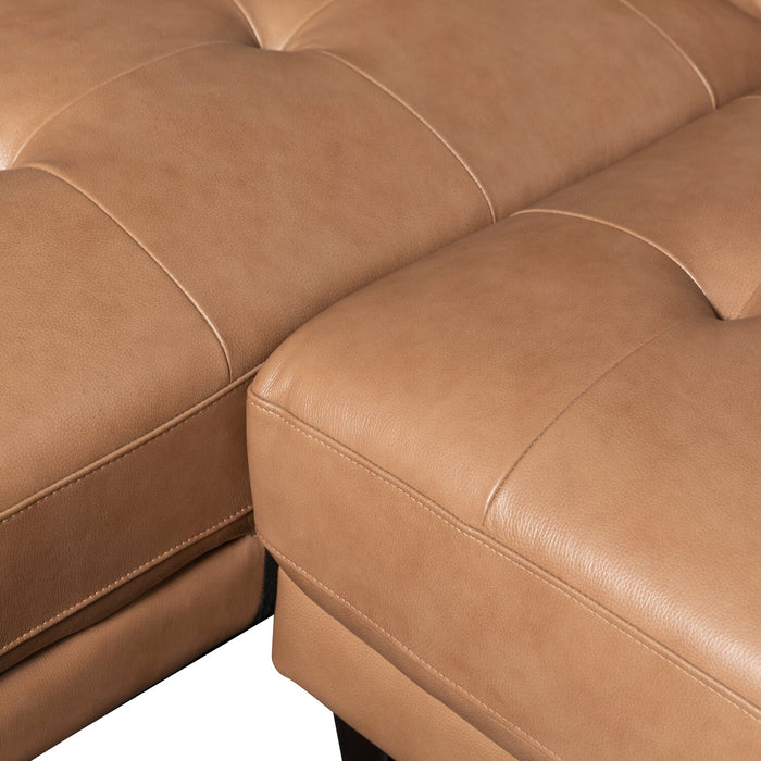 Sofa sectionnel de gauche Edge 2 pièces en cuir véritable avec pattes en bois et coussins de dossier amovibles - brun