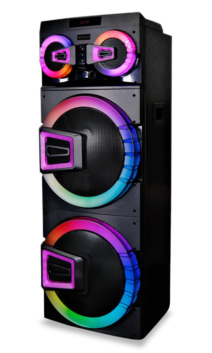 Haut-parleur de fête de 120 W Proscan 2 x 15 po avec éclairage, Bluetooth et microphone