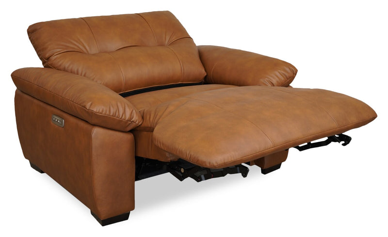 Fauteuil à inclinaison électrique Bello de 51,6 po en tissu d’apparence cuir - brun