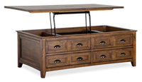  Table à café traditionnelle Hanson de 50 po en pin avec dessus relevable - muscade grillée