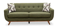  Sofa Freeman de Kort & Co. de 80 po de format condo en tissu d’apparence lin avec base et pattes en bois - vert avocat