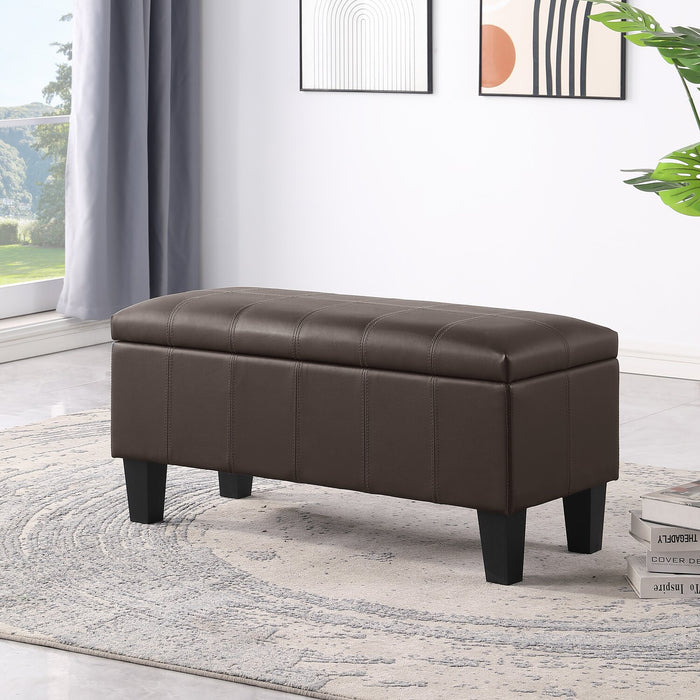 Pouf de rangement James de 39,25 po en similicuir - brun foncé