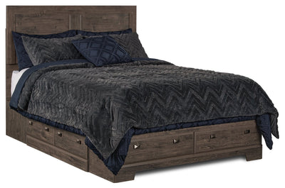 Yorkdale 6-Drawer Platform Bed with Headboard & Storage Frame, Made in Canada, Grey - Queen Size | Lit plateforme Yorkdale fabriqué au Canada avec tête de lit et cadre de rangement à 6 tiroirs, gris …