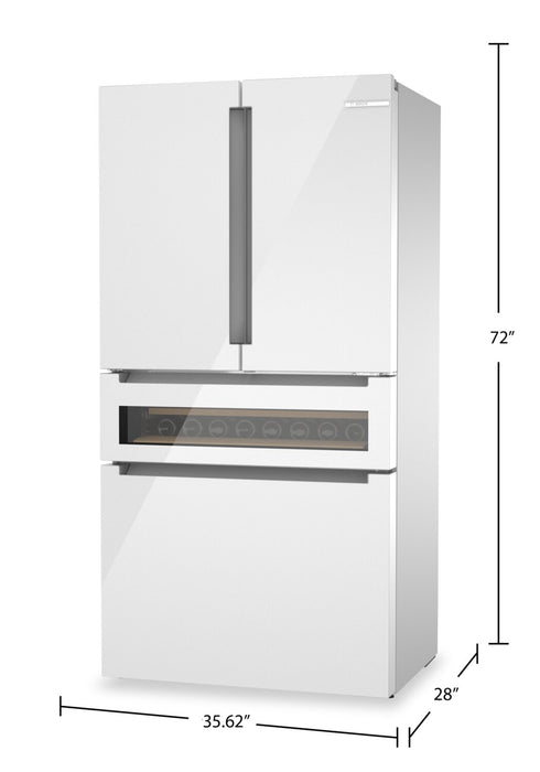 Réfrigérateur intelligent Bosch série 800 de 36 po et de 20,5 pi3 de profondeur comptoir à portes françaises - B36CL81ENW 