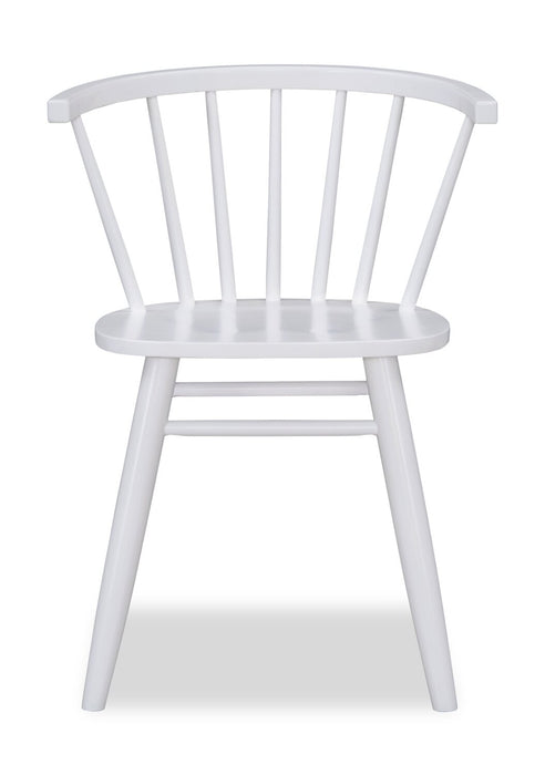 Chaise de salle à manger Remi avec dossier à barreaux en forme de fuseau courbé - blanche