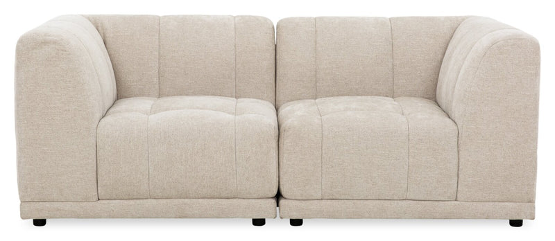 Causeuse modulaire Oaklyn de 77 po en tissu avec coussins de siège capitonnés - beige
