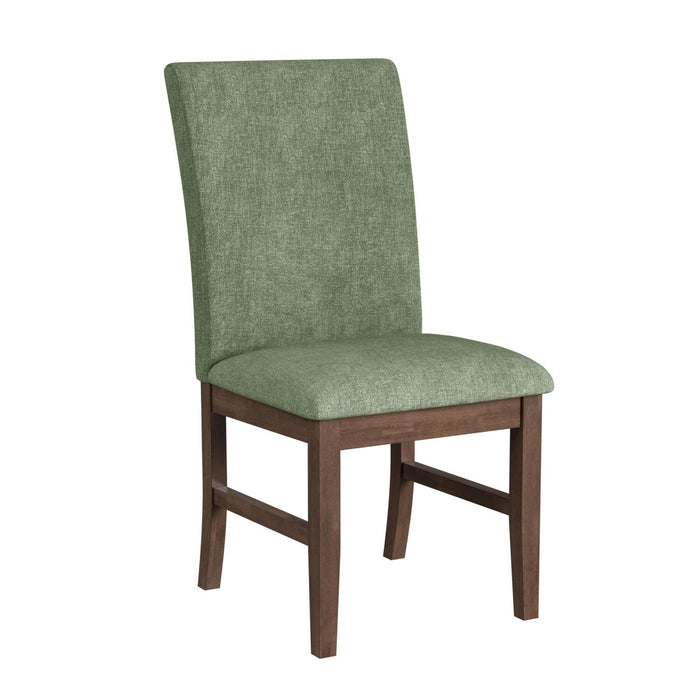 Ensemble de salle à manger Rain 7 pièces avec table de 72 po (L) et 6 chaises vertes - vert et brun