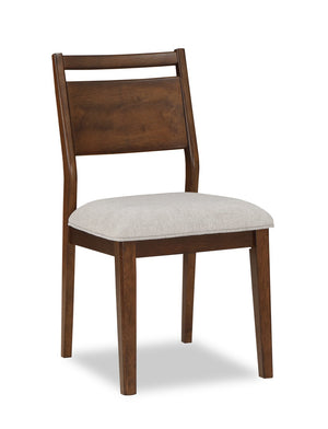Chaise de salle à manger Vale en tissu de polyester et en bois avec dossier en échelle - brune et beige