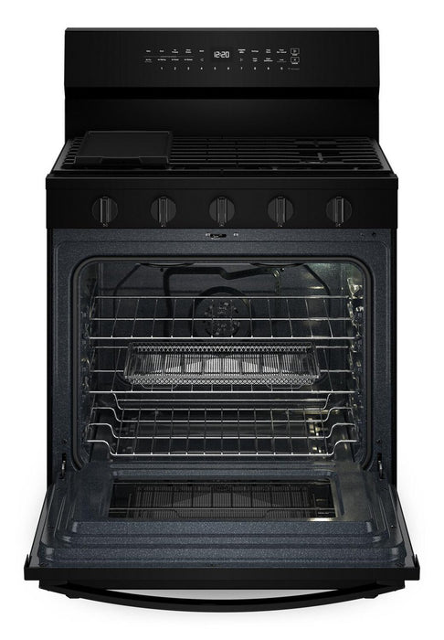 Cuisinière intelligente à gaz Whirlpool de 5 pi³ avec friture à air et autonettoyage - noire - WFGS7530RB