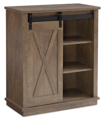 Bristow 31” Accent Cabinet with Shelves and Sliding Barn Door - Walnut Oak | Armoire décorative Bristow de 31 po avec tablettes et porte de grange coulissante - chêne noyer